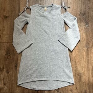 Harper Canyon Girl’s Sweater Dress, Solid Gray, Bows, Midi, M (8/10)